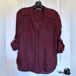 Vince 100% silk sheer blouse, mulberry, XS